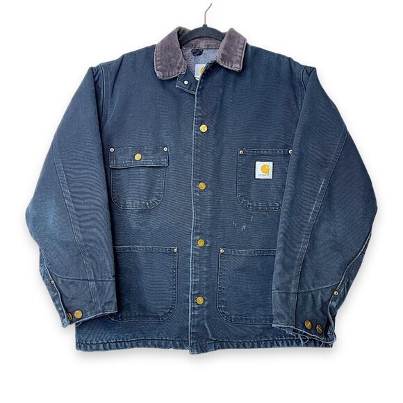 Carhartt Other - Vintage Carhartt Distressed Corduroy Collar Blanket Lined Chore Barn Jacket 44 R